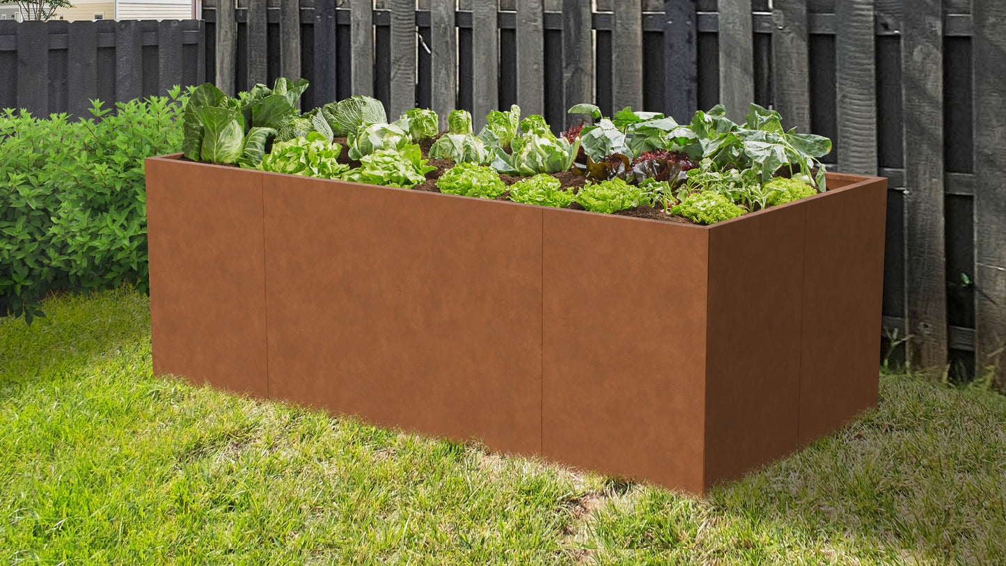 Komplett-Set Hochbeet Cortenstahl 200 x 100 cm & Regadio Bewässerungssystem