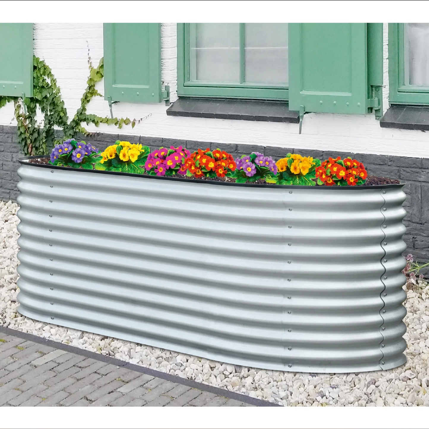 Hochbeet "Welle" 240 x 80 x 82 cm Silber