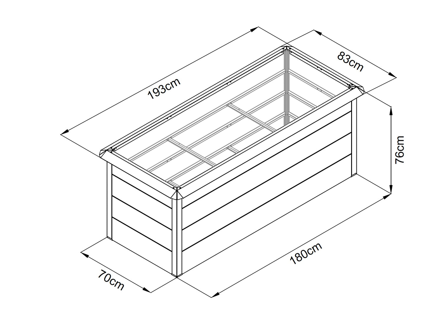 Aluminium Hochbeet in Holzoptik 173 x 93 x 76 cm