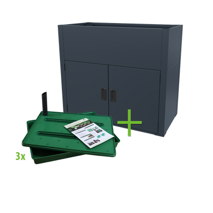 Komplett-Set Hochbeet 2 in 1 Hochbeet mit Schrank & Regadio Bewässerungssystem