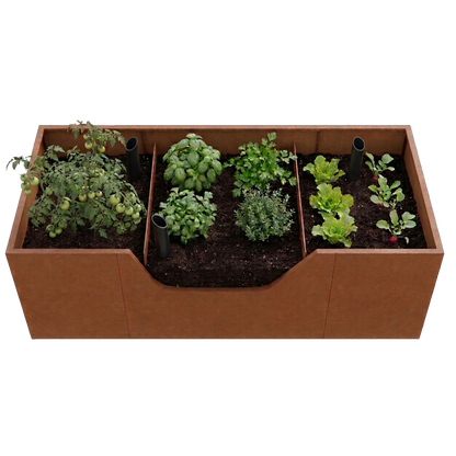 Komplett-Set Hochbeet Cortenstahl 200 x 100 cm & Regadio Bewässerungssystem