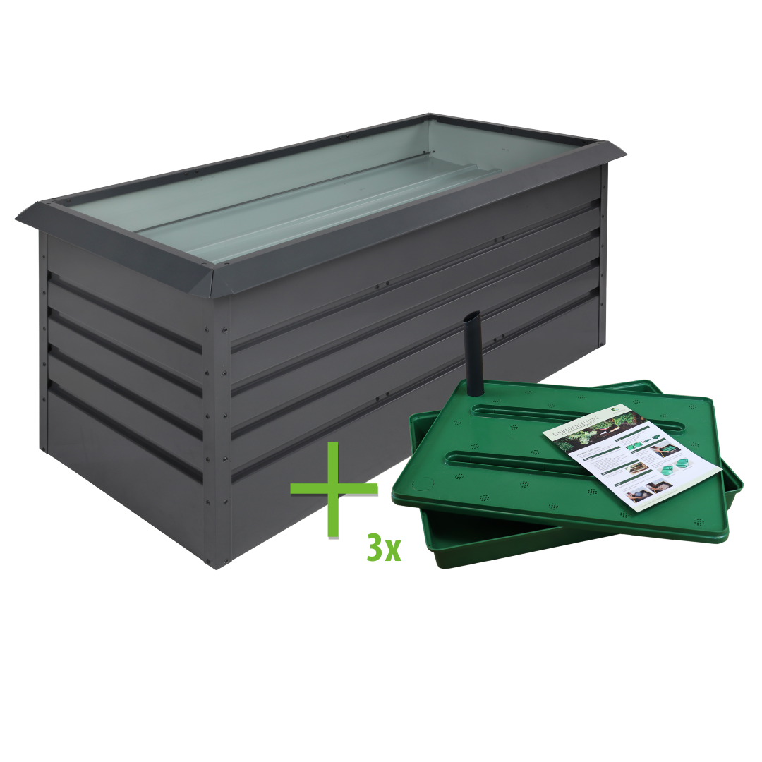 Komplett-Set Hochbeet mit Schneckenschutzkante 162 x 82 x 70 cm & Regadio Bewässerungssystem