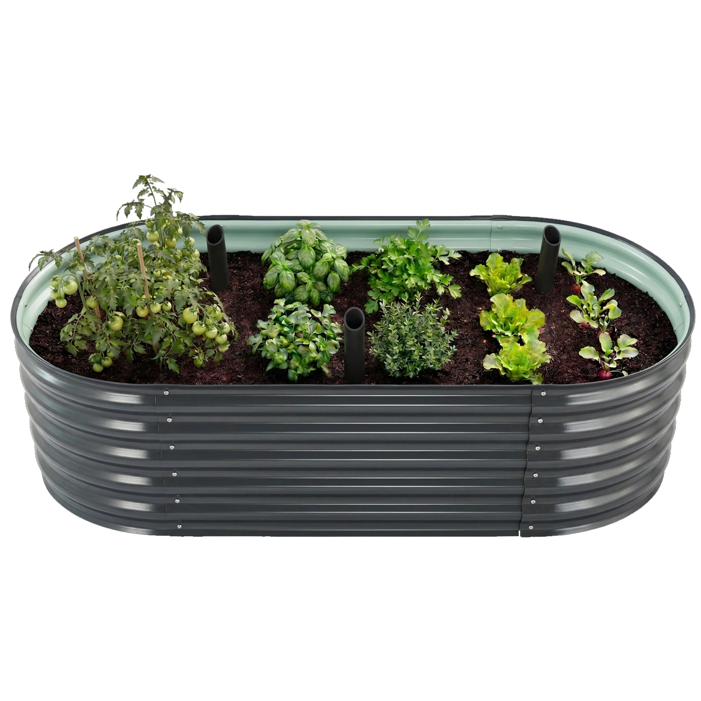 Komplett-Set Hochbeet Welle 160 x 80 x 82 cm Anthrazit & Regadio Bewässerungssystem